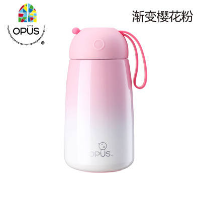 不锈钢保温杯女学生韩版清新文艺便携水杯子创意可爱潮流茶杯 FENGHOU 时光杯-渐变粉