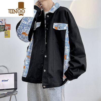 YANXU感男装外套款潮牌宽松拼接夹克秋季韩版潮流ins高街衣服