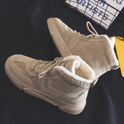 Ideamini冬季加绒加厚保暖棉鞋英伦风高帮马丁靴韩版男鞋中帮雪地靴工装靴靴子