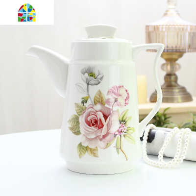 凉水壶 陶瓷家用水壶可高温冷水壶 耐热大号茶壶凉水杯大容量欧式 FENGHOU 花海(金钟壶)