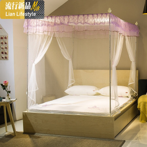 蚊帐双拉链方顶公主风1.5米1.8m床双人家用蒙古包坐床纹帐1.2 三维工匠