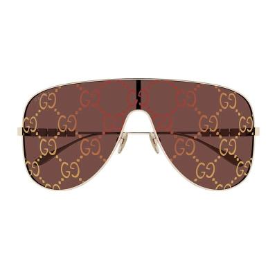 古驰(GUCCI)金红拼色金属框女士遮阳防紫外线大框太阳镜 金色