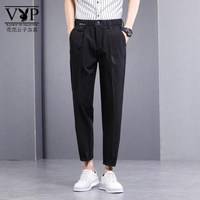 花花公子贵宾休闲西裤男夏季薄款宽松直筒九分韩版潮流帅气时尚百搭青年小西裤