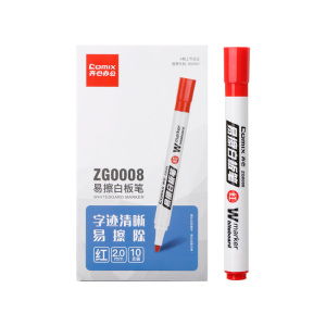 齐心 ZG0008 易擦白板笔 2.0mm 红 10支装
