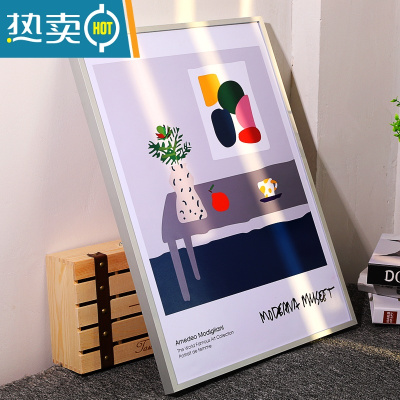 敬平铝合金画框定制海报框创意任意尺寸相框挂墙简约外框装裱框架定做 哑银色 4K[38*53厘米]挂墙