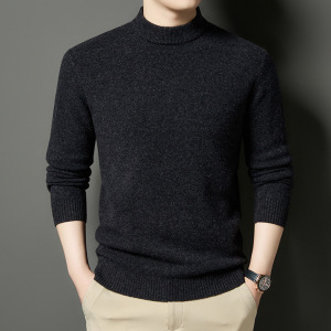 主推450克100%澳毛加厚羊毛衫男秋冬季新款半高领打底毛衣男