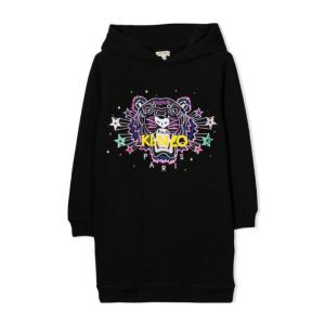 高田贤三(Kenzo)女童徽标装饰连帽长袖套头卫衣户外休闲百搭运动 黑色 8Y