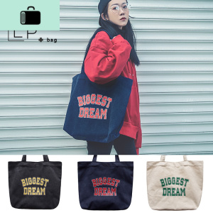 2020新款ins大容量加厚水肩手提托特帆布包袋慵懒风NEW LAKE女士单肩包