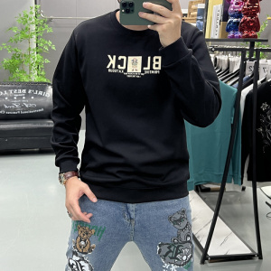 潮流青年秋冬季新款卫衣长袖时尚青年烫印字母印花修身圆领打底衫