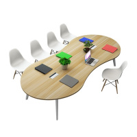 易企采 会议桌长桌简约现代培训桌洽谈桌椅组合小型时尚创意椭圆形办公桌[颜色备注]