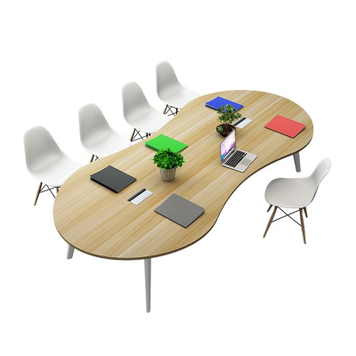 易企采 会议桌长桌简约现代培训桌洽谈桌椅组合小型时尚创意椭圆形办公桌[颜色备注]