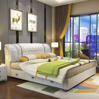 小户型真皮床卧室家具1.5现代简约榻榻米婚床1.8米欧式主卧双人床