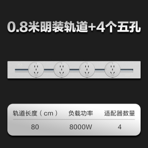 (新品)施耐德轨道插净意系列明装暗装家用可移动厨房专用餐边柜五孔面板轨道接线插座