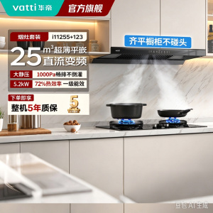 華帝vatti欧式烟灶套装 25m³/min大吸力5.2KW猛火 一级能效 挥手感应钢化玻璃面板 11255+10123