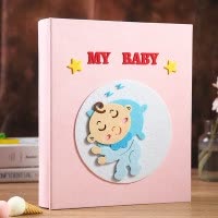 三维工匠相册本纪念册大容量相册插页式5寸6寸7过塑照片竖版创意家庭影 玫红两只小猪 [34567810混合装630容量]