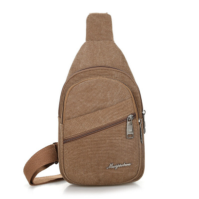 新款男士胸包帆布包单肩斜挎小背包时尚简约小包工作实用手机零钱男包SN0664-定制咖啡色咖啡色