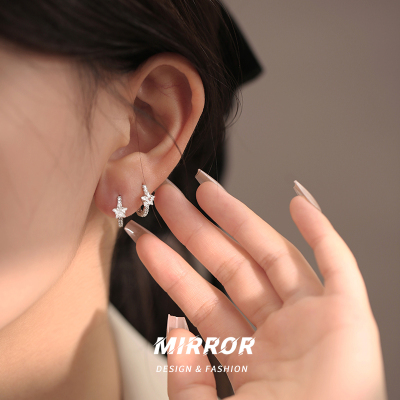 999纯银闪亮星星耳扣女耳环耳饰2025新款精致时尚个性送女朋友老婆情人节七夕生日礼物