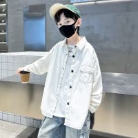 童装男童白色衬衫春秋款新款儿童秋季痞帅外套男孩秋装上衣潮