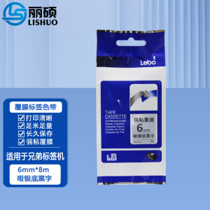 丽硕 标签色带 亚银底黑字 6mm