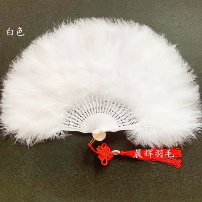 羽毛扇精品全绒加厚羽毛扇标准扇子旗袍走秀舞台表演舞蹈扇50*30三维工匠粉红色