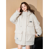 [2.5折价283元]唐狮冬季新款女工装户外连帽加厚棉衣保暖棉服外套宽松潮流