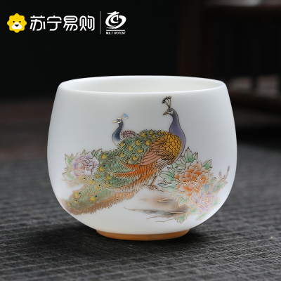 元青 主人杯(MULTIPOTENT) 中国白陶瓷茶具羊脂玉如脂玉功夫茶具福佑丹雀
