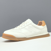 真皮板鞋男款潮流百搭鞋子欧洲站男鞋头层牛皮夏季镂空透气休闲鞋