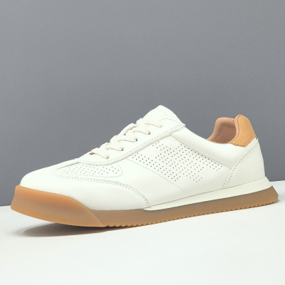 真皮板鞋男款潮流百搭鞋子欧洲站男鞋头层牛皮夏季镂空透气休闲鞋