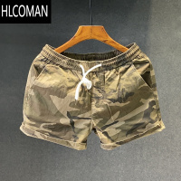 HLCOMAN夏季休闲34分迷彩短裤弹力松紧腰中裤男士宽松三分四分潮流裤子