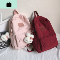 ins风少女心纯色书包女大学生简约双肩包女韩版高中百搭可爱背包NEW LAKE