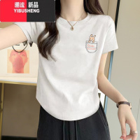 YIBUSHENG2024新款季短袖t恤女不规则下摆设计感小众遮肚藏肉上衣潮