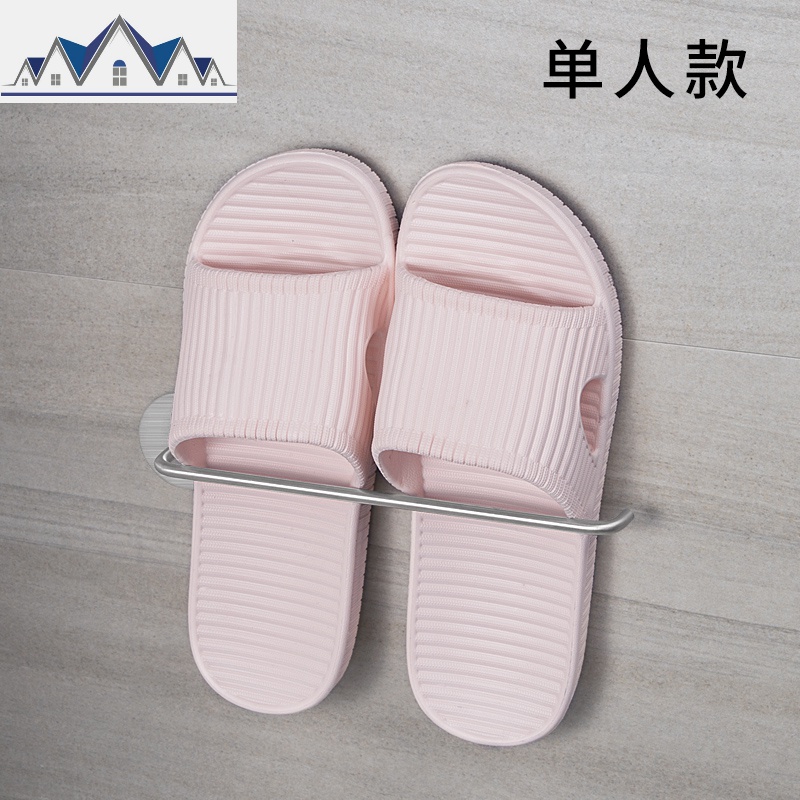 浴室放拖鞋架墙壁壁挂式免打孔免钉客厅卫生间厕所后家用收纳架 三维工匠