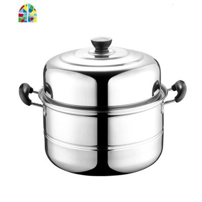 大蒸锅不锈钢家用单底加厚汤锅火锅馒头蒸笼煤气炉电磁炉 FENGHOU 26cm二层