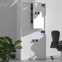 绵冠保密柜文件柜双保险铁皮柜办公资料柜档案柜钢制防盗密码柜灰白 智能密码锁通双节带抽保密柜