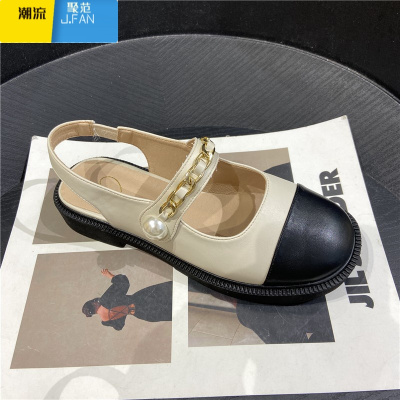 聚范JK凉鞋日系女士圆头可爱沙滩鞋2021夏季新款罗马珍珠都市平底女鞋
