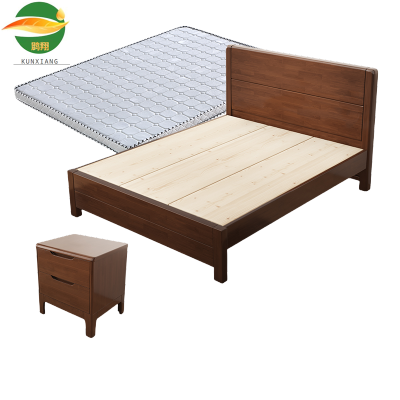 鹍翔实木单人床+床垫+床头柜90X204CM/套