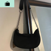 复古风包包2020秋冬新款时尚新月百搭黑色链条腋下法棍单肩包包女NEW LAKE 黑色女士单肩包