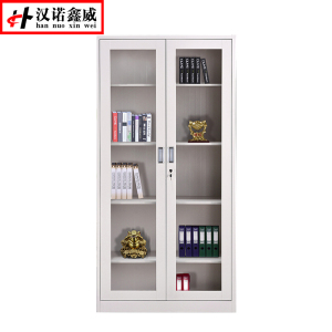 汉诺鑫威钢制办公文件柜铁皮柜矮柜资料密码带锁凭证档案员工储物更衣柜子通玻文件柜 白色