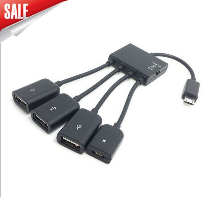 带开关Charge转换OTG Micro USB4口HUB集线器 一拖四分线器带充电