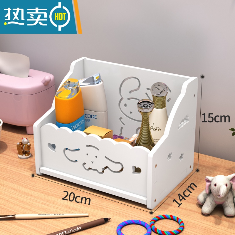 敬平化妆镜子台式梳妆镜子卡通镜折叠便携组合收纳简约随身宿舍桌面女 收纳/一层玉桂狗便携式用镜