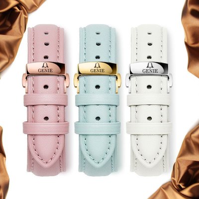 适用于爵尼手表带女真皮表带蝴蝶扣手表链配件1214161819mm