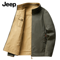 JEEP吉普双面穿外套男士春秋季中年爸爸商务男装立领宽松休闲夹克