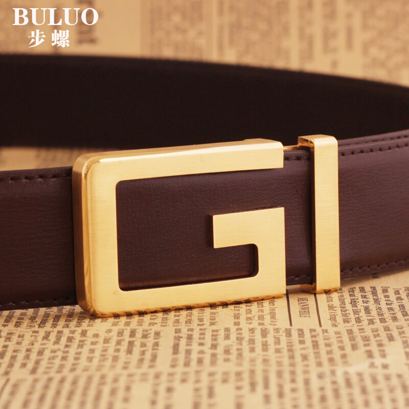 皮带男士真皮头层牛皮铜扣平滑扣腰带男裤带休闲韩版
