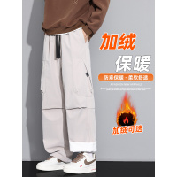 工装裤男款宽松直筒秋冬款加绒加厚青少年运动休闲长裤子男款冬季