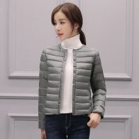迪鲁奥(DILUAO)40岁妈妈穿的羽绒服2020年秋季冬新款大码无领圆领轻薄型服修身内胆短款轻便内穿外套