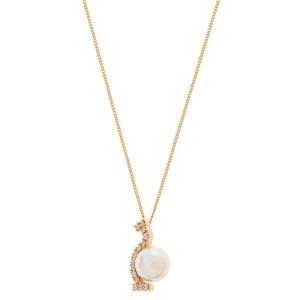 Salvatore Ferragamo女士可调节金链珍珠水晶吊坠项链适配多种场合