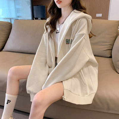 [1折价66.9元,叠加优惠券]唐狮秋季新款女连帽背后卡通字母宽松外套百搭韩系chic