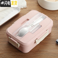 三维工匠上班族饭盒便当盒微波炉专用加热餐盒套装分隔小学生带饭容量防烫 便当盒北欧粉[级款送不锈钢勺筷]