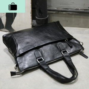 公文包男包商务手提包男士潮流2020新款休闲简约单肩斜挎皮包韩版NEW LAKE 黑色 黑色