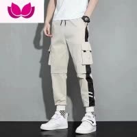 七斓潮牌工装裤男宽松大码潮流夏季休闲九分裤韩版运动长裤潮流